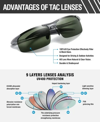 Vista 78 de Duco - Gafas de sol deportivas polarizadas para hombre con protección UV 8177s