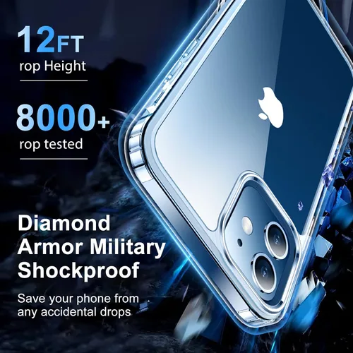 Vista 3 de Funda para iPhone 12 y iPhone 12 Pro, [no amarilla] [Ultra delgada], ligera, delgada y a prueba de golpes, transparente