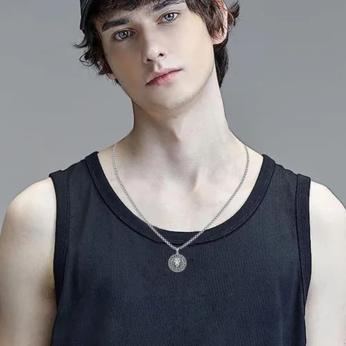 Vista 4 de YueYuan Collar de león para hombre, plata de ley 925, colgante de león, collar de animal, joyería de león, regalos para hombres, marido y niño