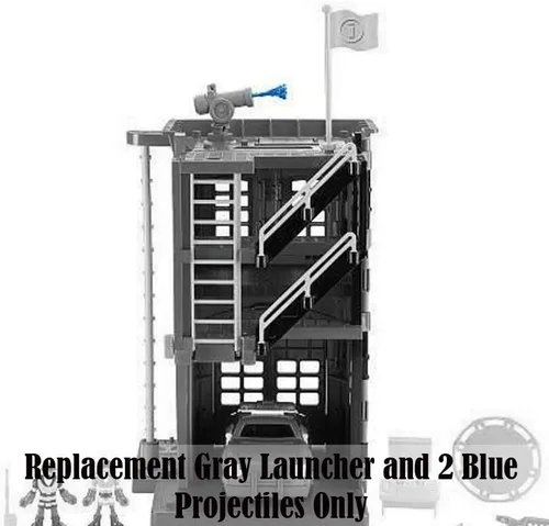 Vista 5 de Piezas de repuesto para Rescue Heroes Firehouse – Fisher-Price Rescue Heroes Fire House Playset CDD69 ~ Lanzador gris de repuesto y 2 proyectiles