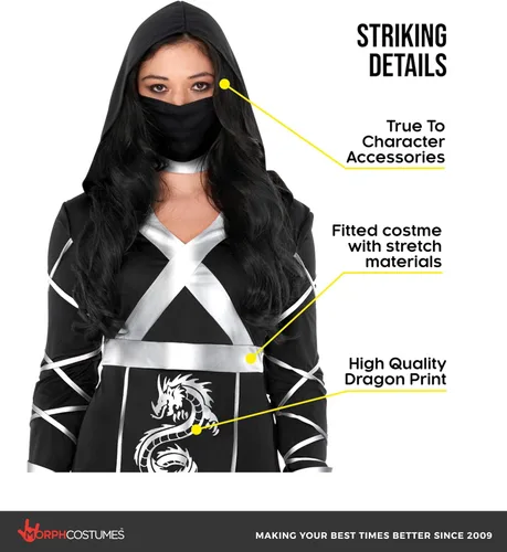 Vista 3 de Morph Ninja Women's Costume - Adult Ninja Womens Costume for Halloween