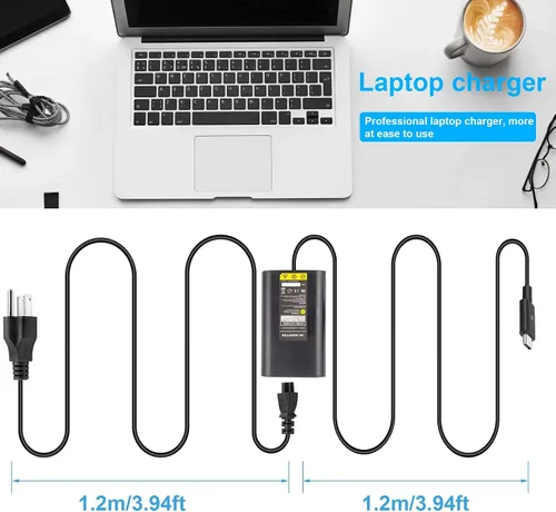 Vista 5 de Cargador de portátil USB C de 65 W y 45 W para Dell USB C, Dell XPS 12, XPS 13, Latitude 3540 5420 5430 5440 5450 5520 5530 5540 5550 7400 7410 7420