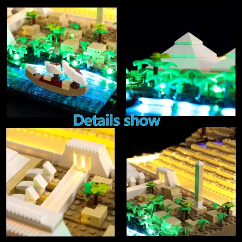 Vista 7 de Kyglaring Kit de iluminación LED diseñado para Lego Great Pyramid of Giza 21058 (sin modelo) Architecture Landmark Collection Model Building Set