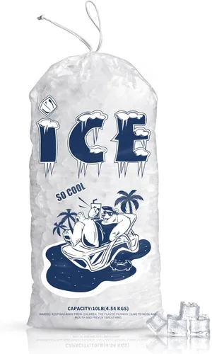 Vista 8 de FireKylin Paquete de 50 bolsas de hielo de 5 libras, bolsas de hielo resistentes con cordón (2 mils de grosor)