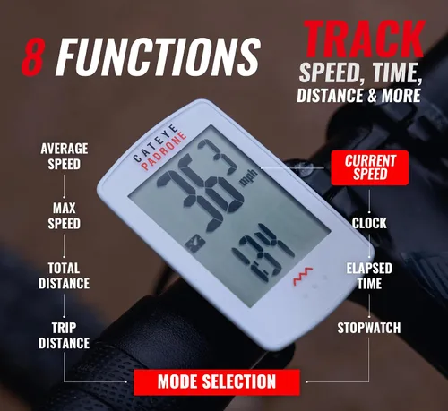 Vista 4 de CATEYE Computadora Inalámbrica para Bicicleta Padrone – Ciclocomputadora con Pantalla de Gran Tamaño, Velocímetro y Odómetro Inalámbricos, Montaje