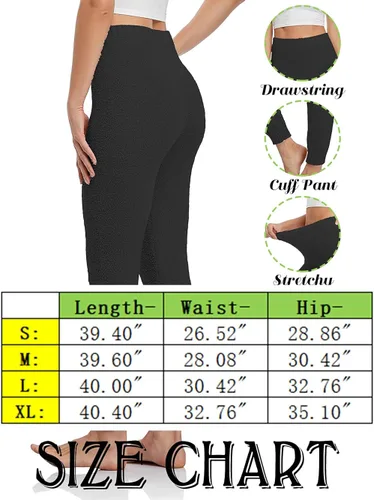 Vista 6 de Famulily Pantalones acogedores suaves y mullidos para mujer ropa de descanso de invierno pantalones casuales de cintura alta con puños