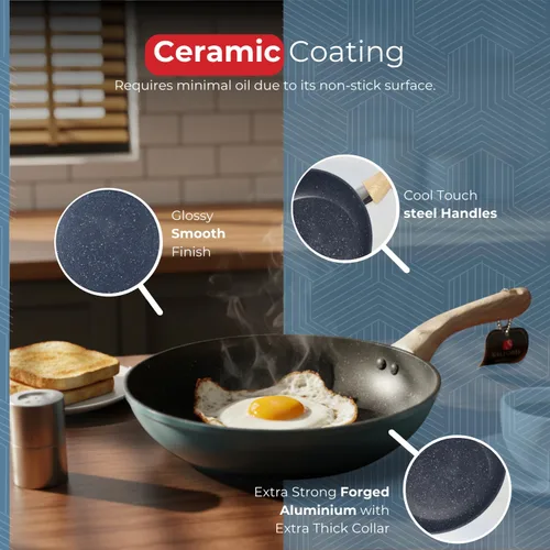Vista 8 de SALFORD Sartén antiadherente de 9.7 pulgadas – Sartén de cerámica compatible con inducción para huevos, tortillas y panqueques Sartén de chef