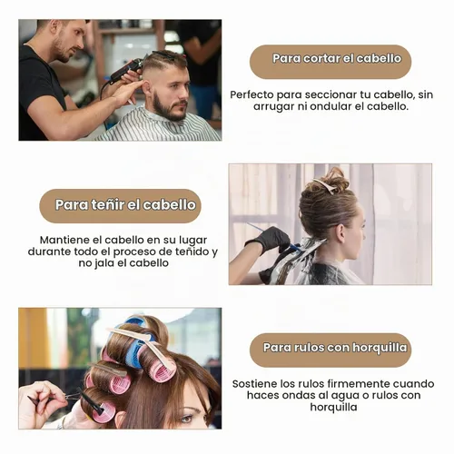 Vista 4 de AIMIKE - 6 piezas de pinzas profesionales para peinar y separar el cabello, antideslizantes, con pico de pato y banda de silicona para peluqueros