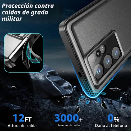 Vista 2 de SPORTLINK - Funda impermeable para Samsung Galaxy S23 Ultra IP68, color negro, 6.8