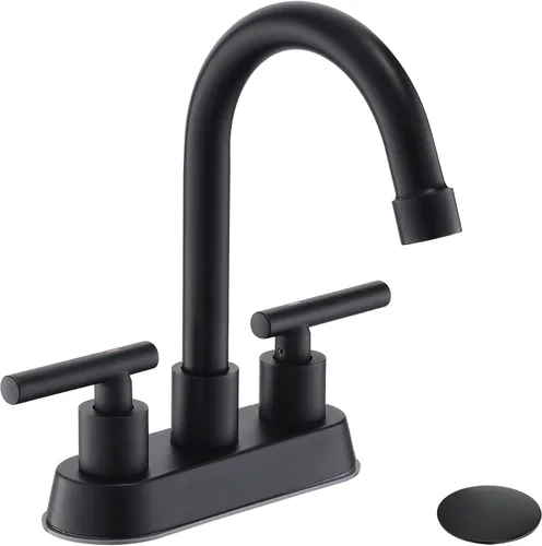 Vista 9 de llave de baño, grifo de fregadero de 2 manijas dorado, grifos de baño dorados, llave de fregadero central de 4 pulgadas con drenaje emergente