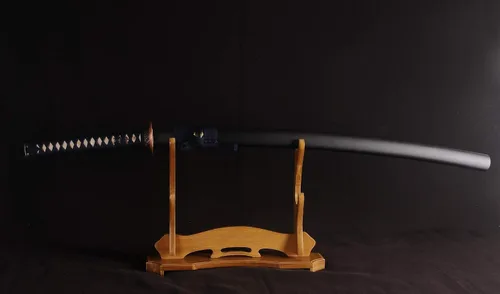 Vista 9 de Espada Katana Samurai, espada forjada a mano, acero de alto carbono 1095, práctica, corte real, afilada, hoja de espiga completa, Tsuba temática