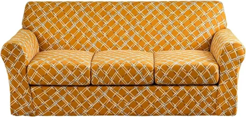 Vista 89 de Fundas elásticas para sofá de 1/2/3 cojines, funda estampada con fundas de cojín de asiento separadas, fundas de sofá lavables, protector de muebles