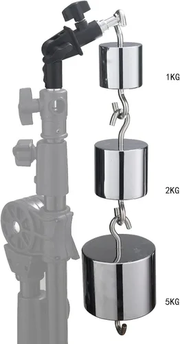 Vista 7 de WELLMAKING Soporte de luz, soporte de luz LED de 72 pulgadas, trípode de luz plegable inversa, 2 piezas estándar de 1/4 a 3/8 pulgadas, convertidor