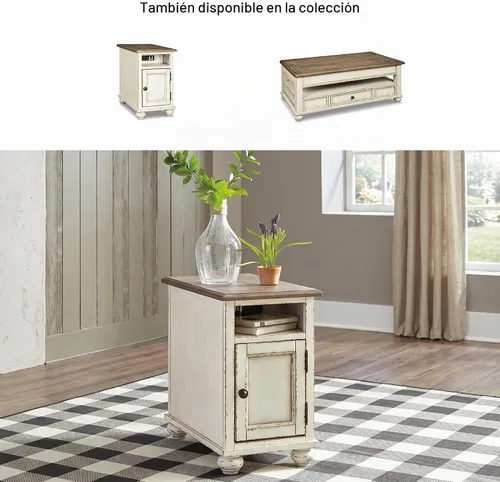 Vista 10 de Signature Design by Ashley Chairside End Table with Charging Station Blanco antiguo