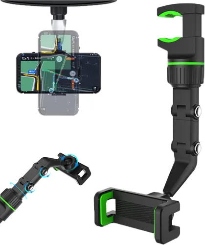 Vista 7 de Soporte para teléfono para espejo retrovisor, soporte universal ajustable de 360°, soporte universal de 360 grados, soporte para teléfono celular