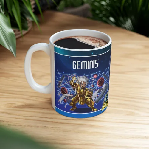 Vista 3 de Geminis, Los Caballeros del Zodiaco, Taza de cerámica de 11 oz