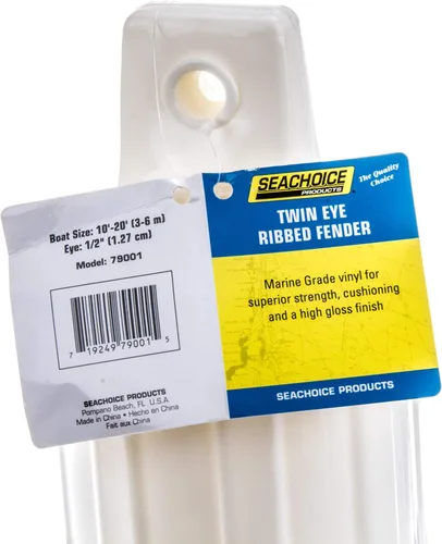 Vista 5 de Seachoice 79001 Twin Eye Ribbed Fender, 4-½-Inch x 16-Inch, White, 10'-20' Boat