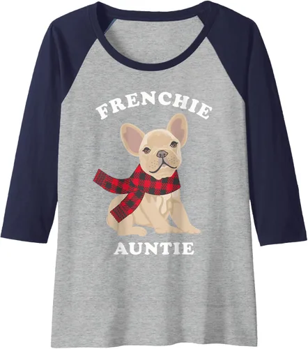 Vista 3 de Camiseta de béisbol para mujer, diseño de tortuga francesa, para regalo de tía, estilo raglán Jaspeado Negro/Atlético