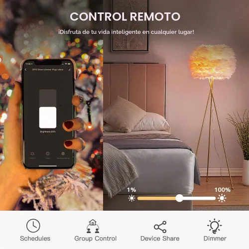Vista 2 de TREATLIFE Enchufe de atenuación inteligente, paquete de 2 enchufes inteligentes para exteriores, funciona con Alexa y Google Assistant, control