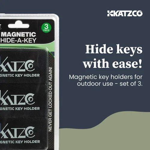 Vista 4 de Katzco juego de 3 cajas magnéticas para guardar llave, apto para llaves de 3 pulgadas, con imán extra superfuerte, útil para juego de llave