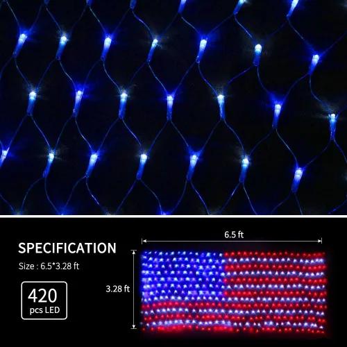 Vista 9 de XTF2015 - Cadena de luces LED de la bandera de los Estados Unidos, resistente al agua, para Navidad, festival, vacaciones, día de la independencia