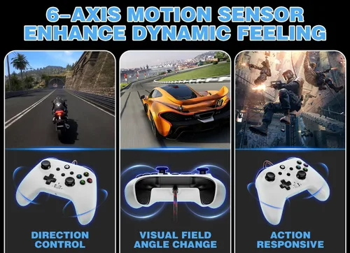 Vista 4 de Gamrombo 2 Pack Wired Controller Compatible with Xbox One SX, Xbox Series XS Windows 1011 PC Gaming Controller with Audio Jack & Volume