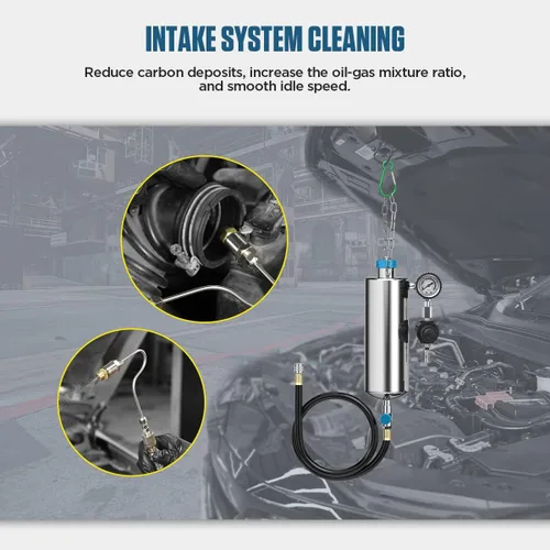Vista 8 de Kit de herramientas de limpieza de inyector de combustible 1000ML 150PSI Limpiador de sistema de inyección de combustible sin desmontaje Máquina