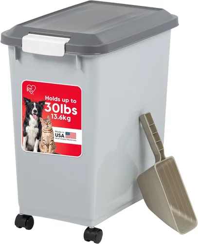 Vista 13 de IRIS USA Contenedor de almacenamiento de comida para perros con ruedas, tapa hermética, cuchara de 2 tazas, almacenamiento de alimentos
