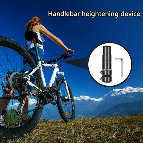 Vista 5 de Elevador de potencia de bicicleta ajustable, extensor de manillar de bicicleta que aumenta la altura del manillar hasta 5.3 pulgadas para la mayoría