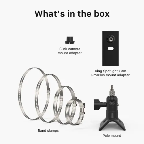 Vista 6 de Holicfun Montaje en poste de cámara de seguridad exterior sin perforación, Universalmente compatible con cámaras Ring, Blink, Eufy, Wyze, Arlo, Negro