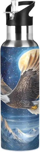 Vista 44 de Botella de Agua de Lobo Tazas de Lobo Botella de Agua Galaxia para Niños Niñas con Tapa de Pajita Lobos Aislada Acero Inoxidable Frasco de Agua a007