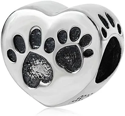 Vista 2 de ABUN Dijes de huella de pata de perro de plata de ley 925 para pulseras de dijes, regalos para madres