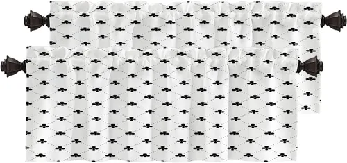 Vista 194 de Cortinas opacas de poliéster multicapa para cafetería, con diseño de diamantes, 2 unidades, 26 x 24 pulgadas
