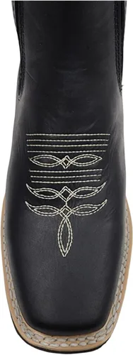 Vista 4 de Dona Michi Botas de Tobillo Cortas de Cuero Genuino para Hombre con Punta Cuadrada Hechas a Mano Negro