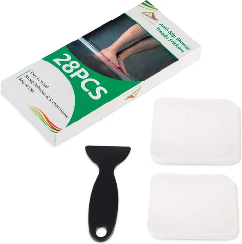 Vista 9 de Calcomanías antideslizantes para bañera, 28 unidades, adhesivos antideslizantes para bañera, baño, escaleras con raspador prémium