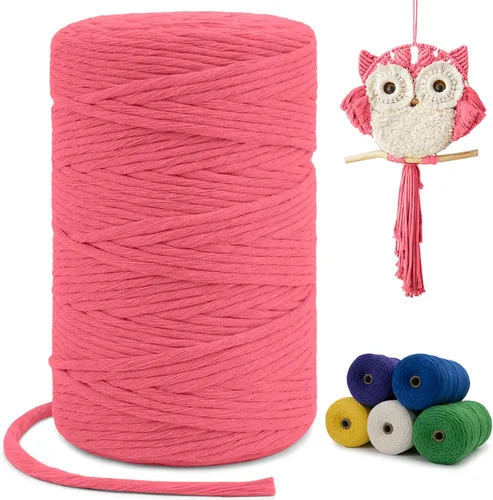 Vista 114 de Cuerda de macramé de una sola hebra de 0.197 in x 110 yardas, cuerda de macramé de algodón natural de 0.197 in, cuerda de algodón grueso para colgar