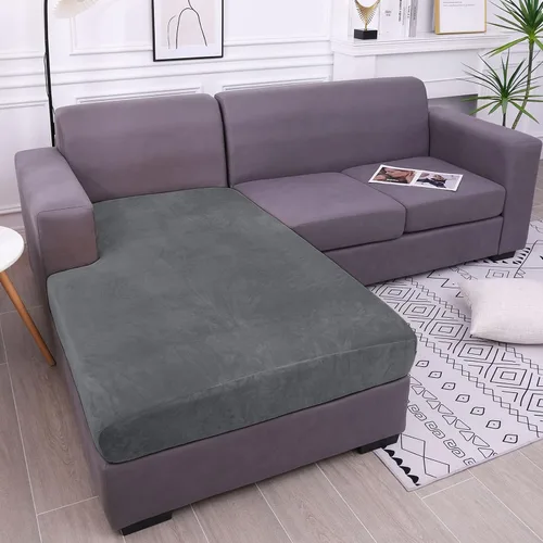 Vista 7 de hyha Fundas de cojín de terciopelo para sofá, fundas de asiento suaves para sofá modular de 3 cojines, lavables, funda mágica para sofá con parte