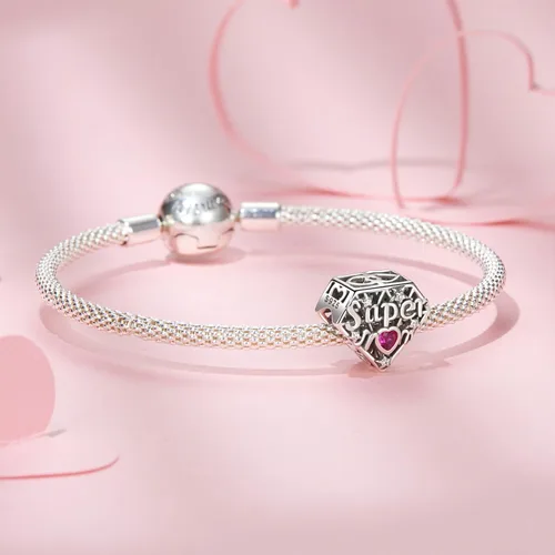 Vista 69 de Abalorios de plata de ley para pulseras, collares, familia para siempre, circonita cúbica, regalo de joyería para mujeres