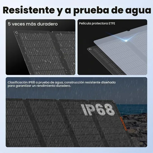Vista 3 de SOKIOVOLA Paneles Solares Portátiles de 60W NextGen Kit de Cargador de Panel Solar Plegable 25% de Eficiencia con Salida DC USB-C USB-A ETFE IP68 60