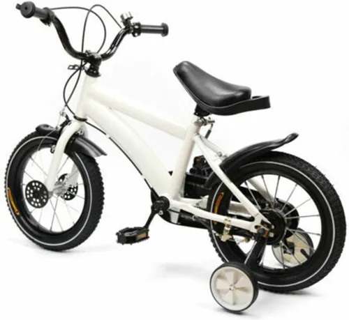 Vista 4 de Bicicleta para niños, bicicleta para niños con rueda de entrenamiento para niños y niñas de 3 a 6 años, altura ajustable (37.4 a 53.1 pulgadas)
