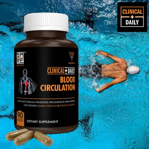 Vista 2 de CLINICAL DAILY Suplemento de circulación sanguínea. Escoba de carnicería, castaño de indias, cayena, arginina, diosmina. Tratamiento de venas