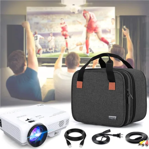 Vista 7 de LUXJA - Bolsa de transporte compatible con mini proyector DR.J, color negro Funda portátil para la mayoría de mini proyectores y accesorios