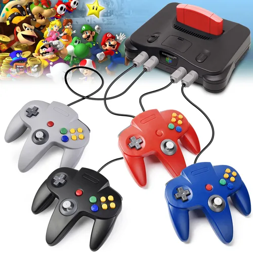 Vista 2 de iNNEXT 2 Pack N64 Controller, Classic Wired N64 64-bit Gamepad Joystick for Ultra 64 Video Game Console