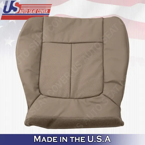 Vista 6 de Cubierta de asiento de cuero perforada inferior del conductor Camel Tan 2009 2010 para Ford F150 Lariat