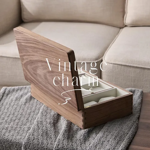 Vista 3 de Beexchange Joyero de madera de nogal negro, hecho a mano, caja de joyería clásica. Joyeros y organizadores para mujeres, hombres y niñas