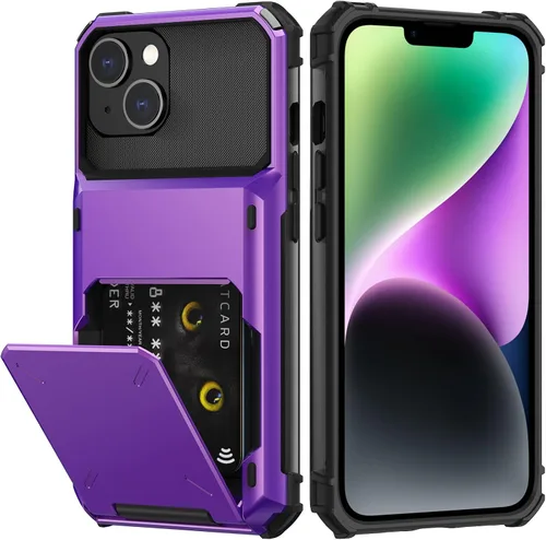 Vista 38 de Nvollnoe Funda para iPhone 14 con tarjetero [almacena 5 tarjetas] Funda tipo cartera de doble capa resistente a prueba de golpes con ranura oculta
