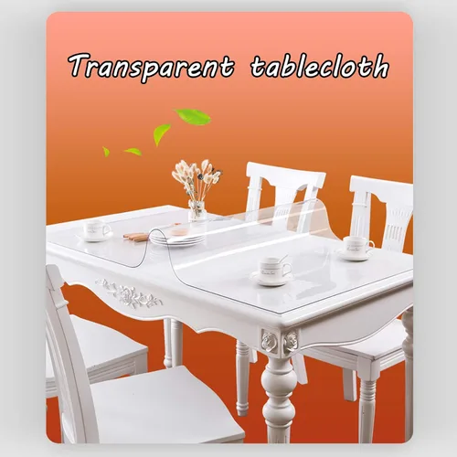 Vista 2 de Protector de mesa transparente de 0.059 in de grosor, de PVC suave, mantel impermeable transparente, mantel de mesa, mesa de café, mesa de noche