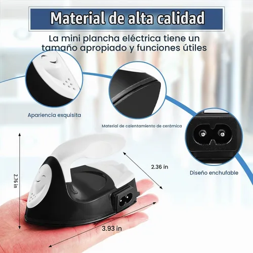 Vista 2 de Honoson - Plancha pequeña, térmica, portátil, práctica, con accesorios de base de carga, ideal para cuentas para planchar, parches, bricolaje, Negro