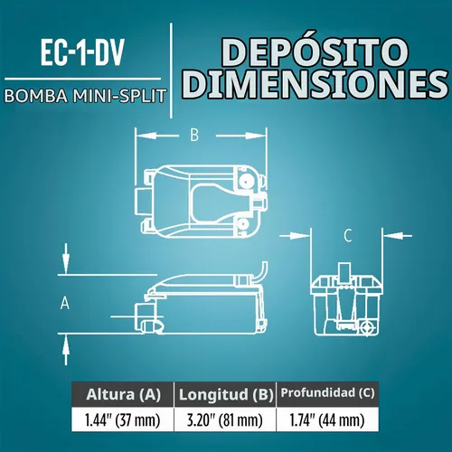 Vista 3 de Little Giant EC-1-DV 110-240V, 50/60 Hz, Bomba de condensado mini dividida
