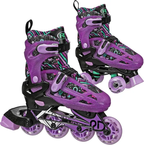 Vista 5 de Roller Derby Falcon 2 en 1 Combo Quad y Patines en línea para niños, tamaño ajustable